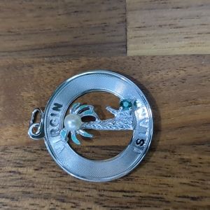 Virgin Islands MCM sterling silver charm/pendant pearl emerald 925